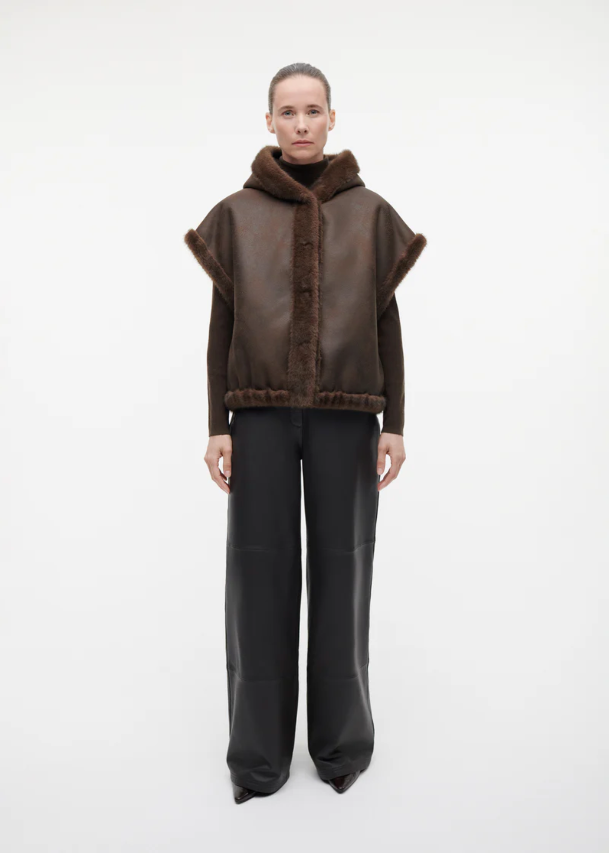 Oleana Faux Mink Vest Choco Choco Jakker
