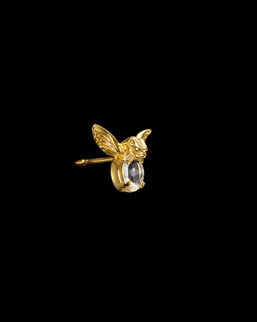 Mini Gargoyle Ear Stud - Gold-plated Silver - Clear Quartz Smykker