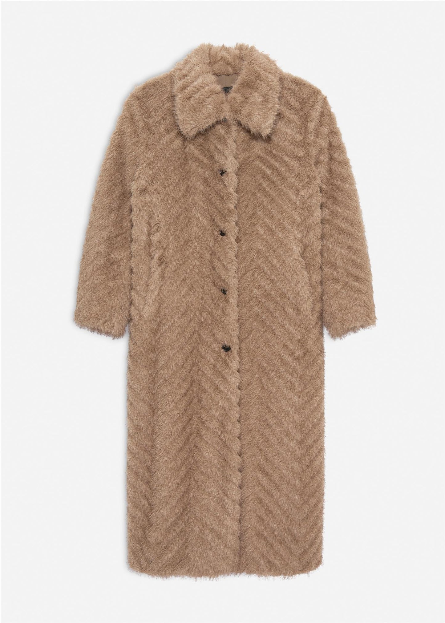 Scarlet Faux Mink Zigzag Camel Jakker