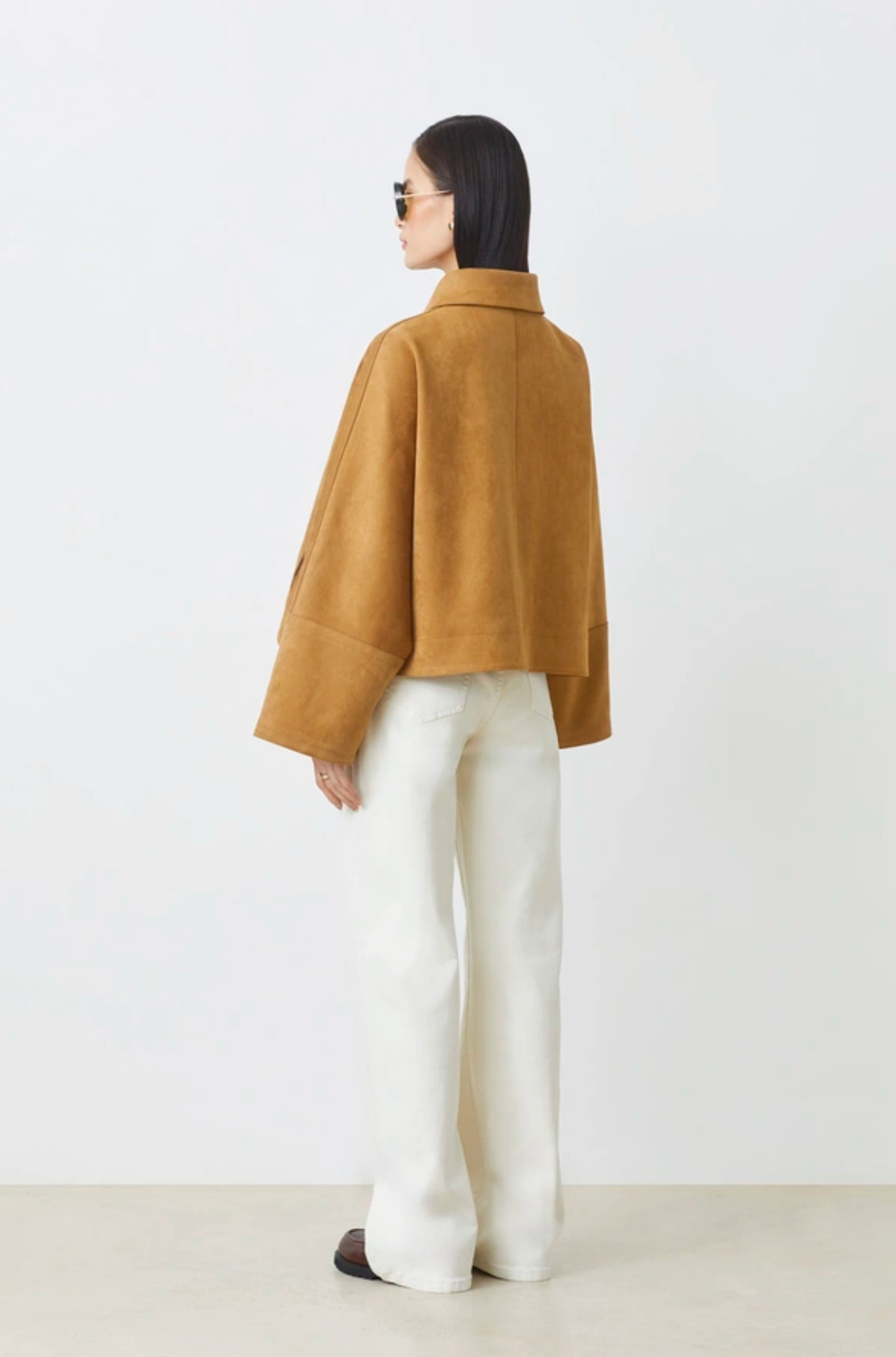 Eloiz Short Simili Suede Coat Camel Jakker