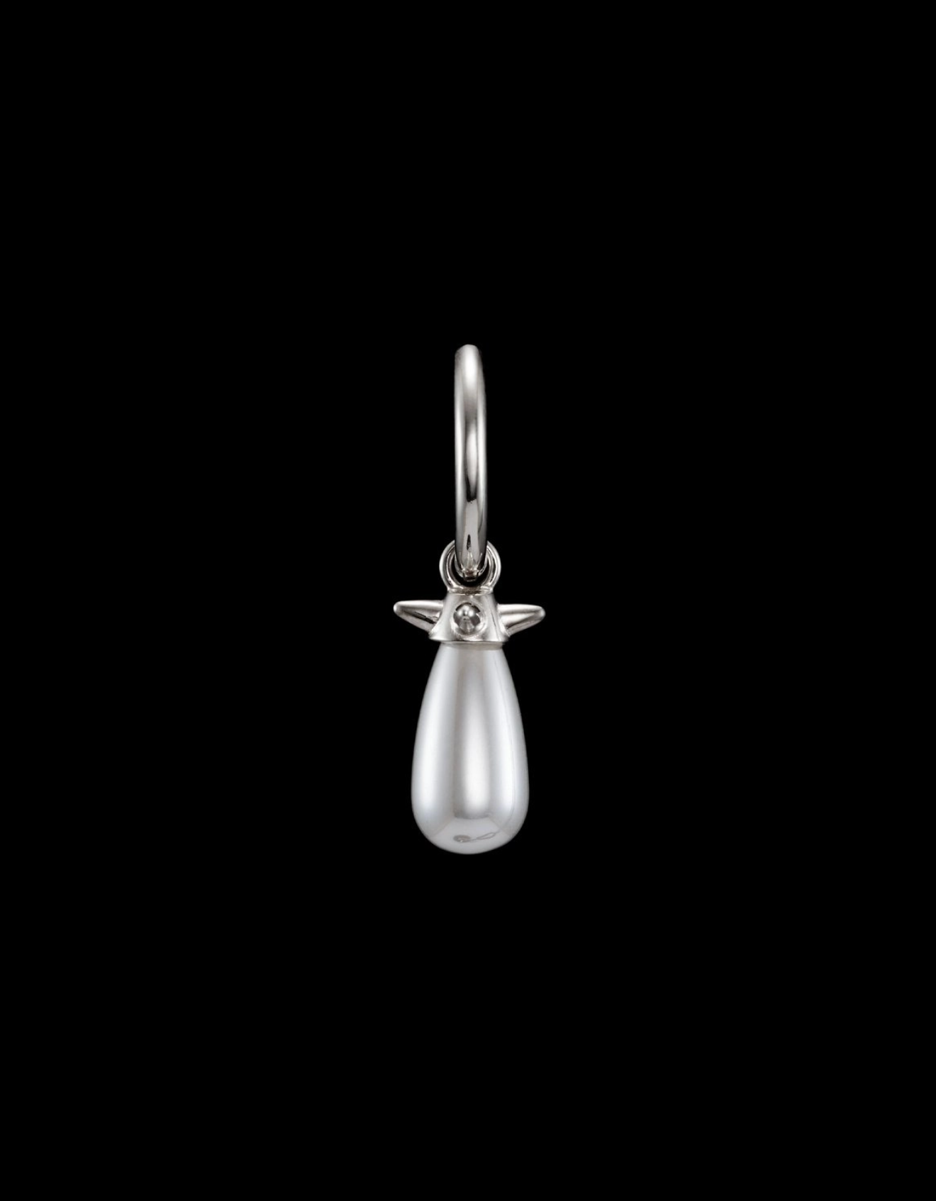 Pearl Tear Earring Silver Øredobber