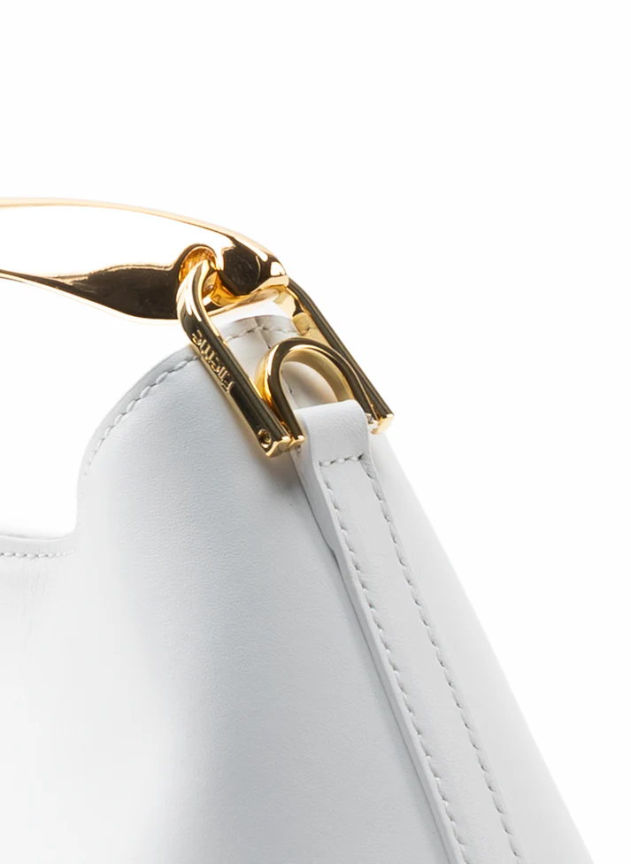 Vesker | Mini Boomerang Leather White Gold