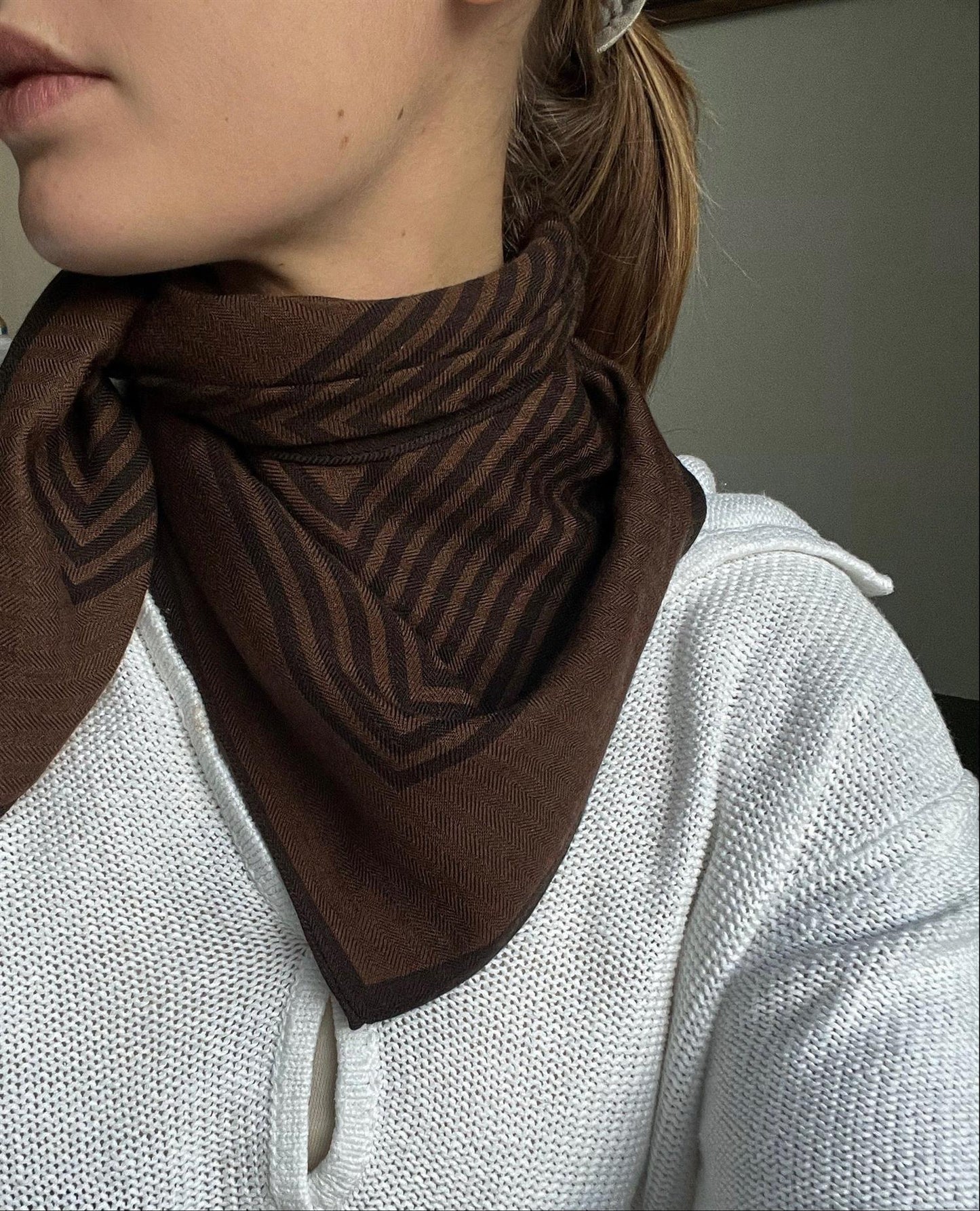 Winter Scarf Striped Brown Skjef