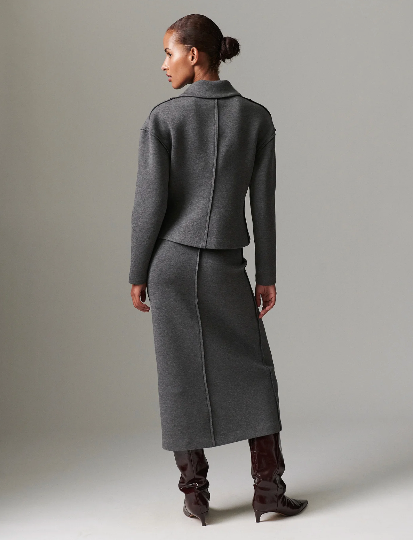 Suzie Scuba Skirt Medium Grey Melange Skjørt