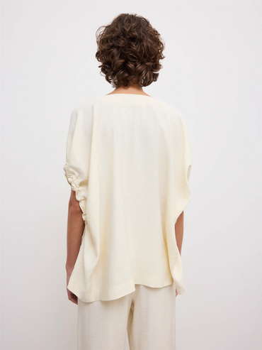Rouched V-neck Top Off White