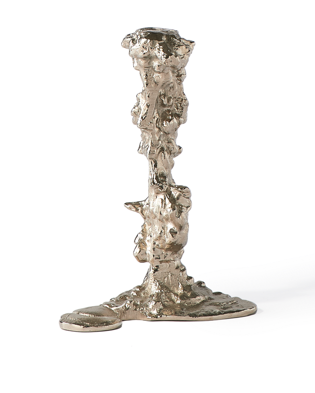 Drip Candle Holder L Silver