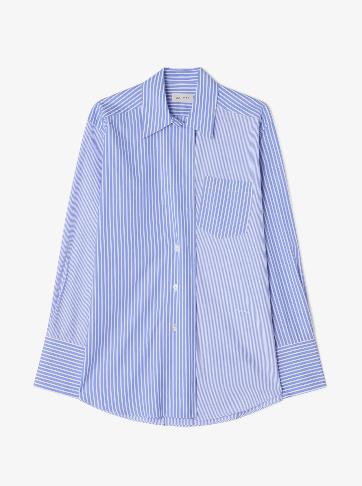 Asymmetric Shirt Blue Stripe Bluser