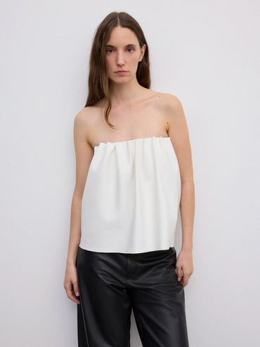 Bluser | Rouched Tube Top White