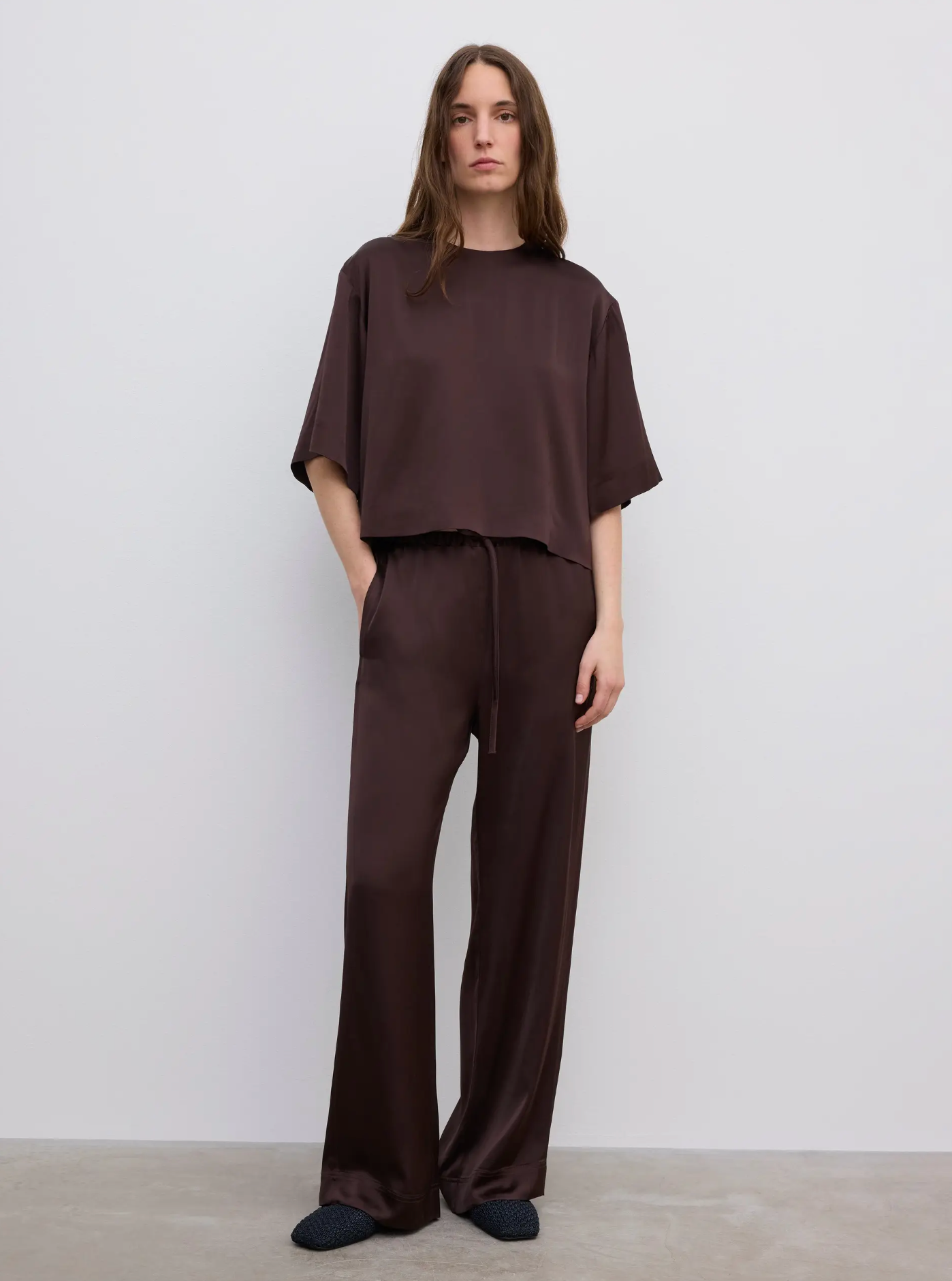 Woven Fluid T-shirt Chocolate Brown Bluser