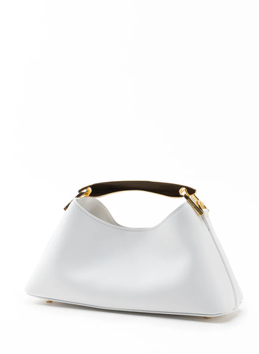 Vesker | Mini Boomerang Leather White Gold