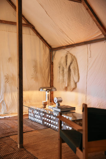 Mushroom table lamp, chrome