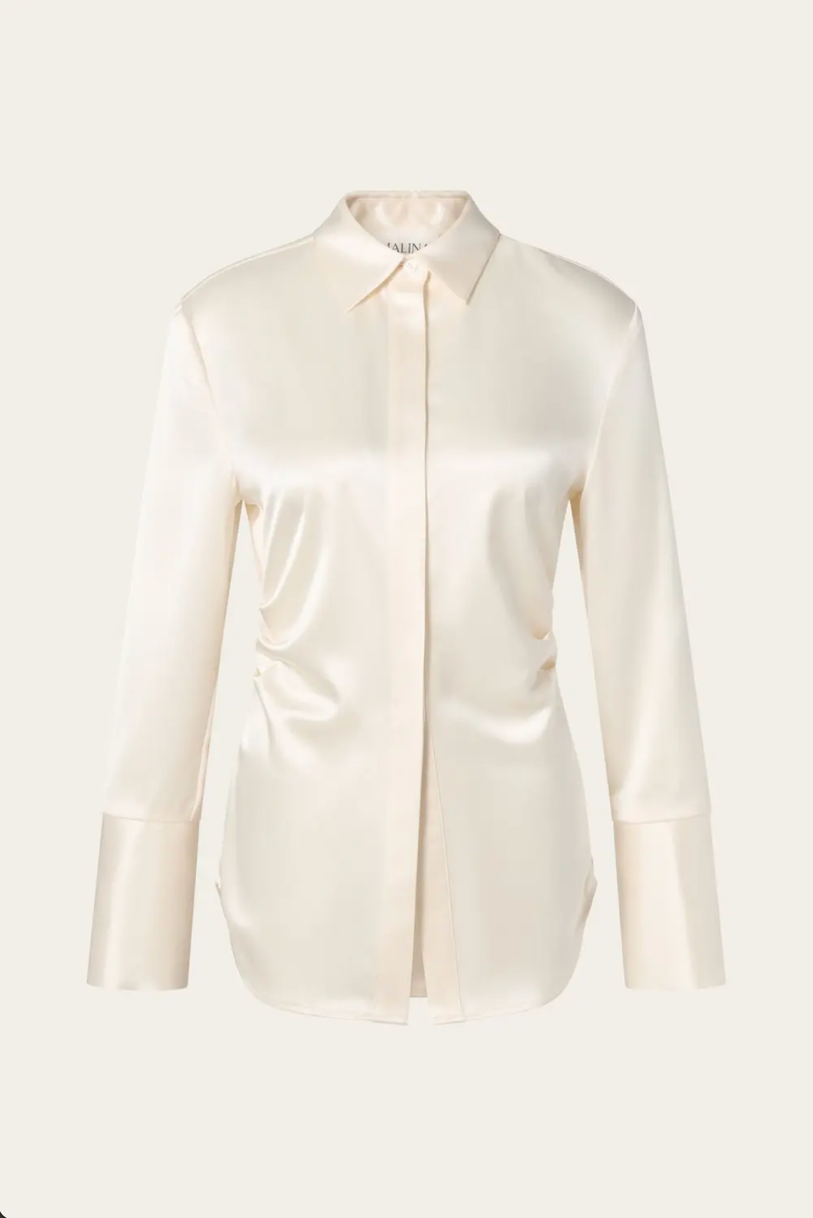 Janni Fitted Satin Shirt Vanilla Bluser