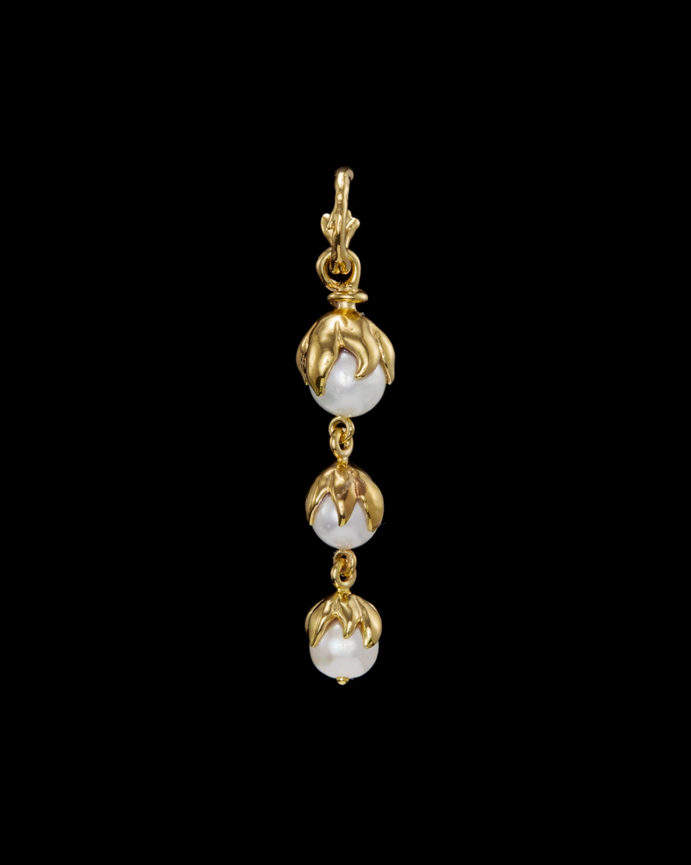 Bud Drop Earring Gold-plated Silver - Freshwater Pearl Øredobber