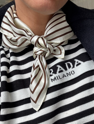 Striped Scarf Cream & Mocha Mousse Tilbehør