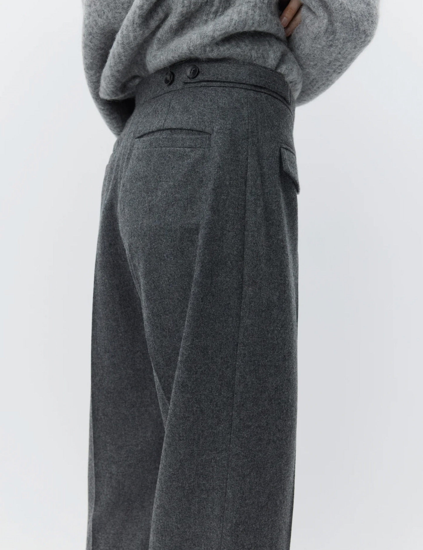 Thalia Melange Wool Medium Grey Bukser