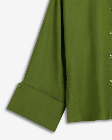 Atari Linen Shirt Leaf Green Bluser