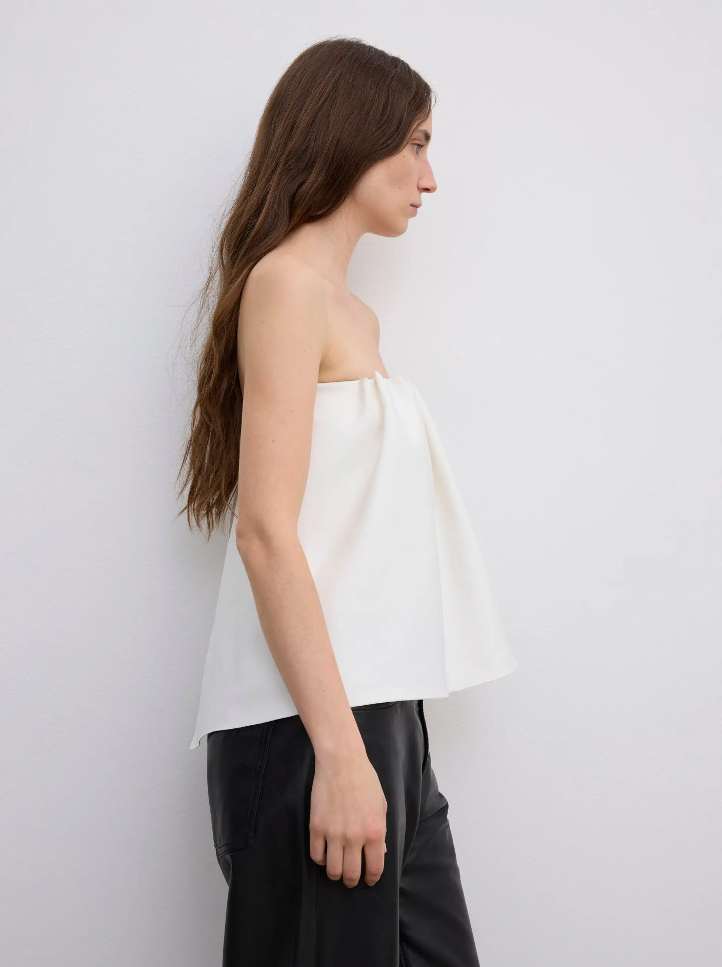 Rouched Tube Top White Bluser