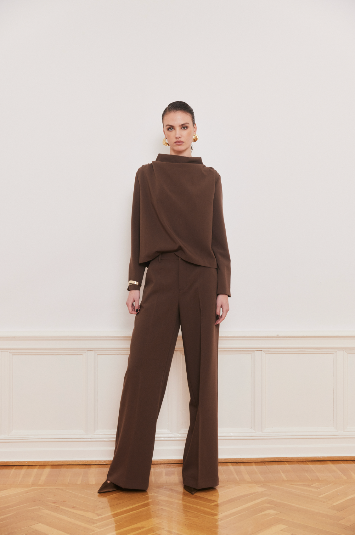 Reign Tailored Extra Wide Brown Bukser