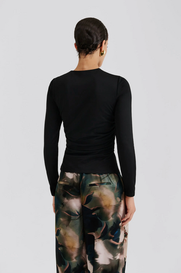 Bluser | Amela Embellished Long Sleeve Jersey Top Black