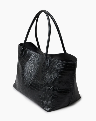 The Eva Weekend Tote Black Croc Vesker