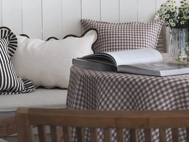 Poppy Cushion Cover Ivory Brown Puter