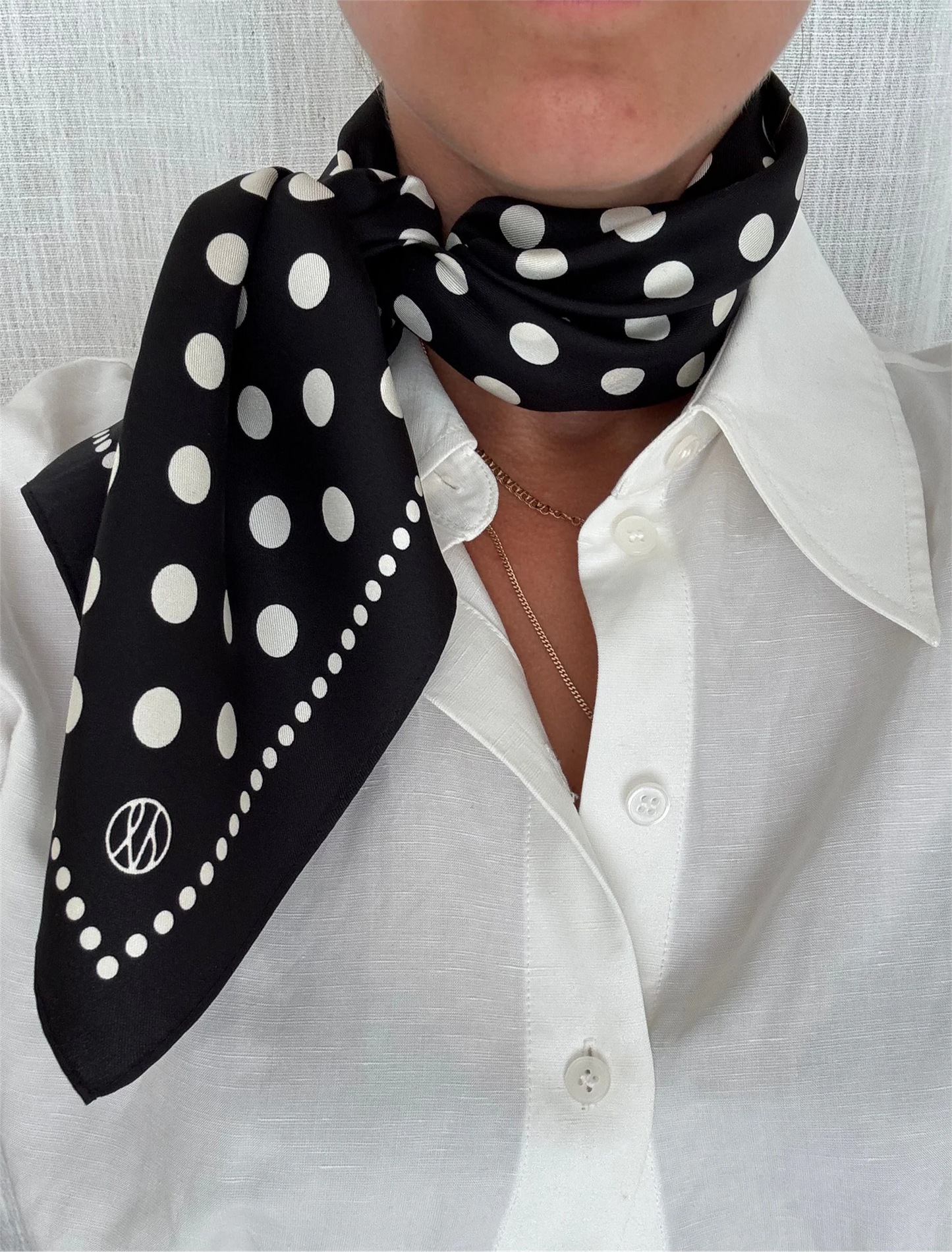 Polkadot Scarf Navy & Cream Skjef