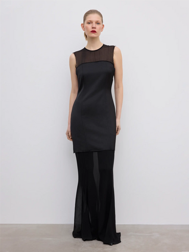 Two-Layer Maxi Dress Black Kjoler