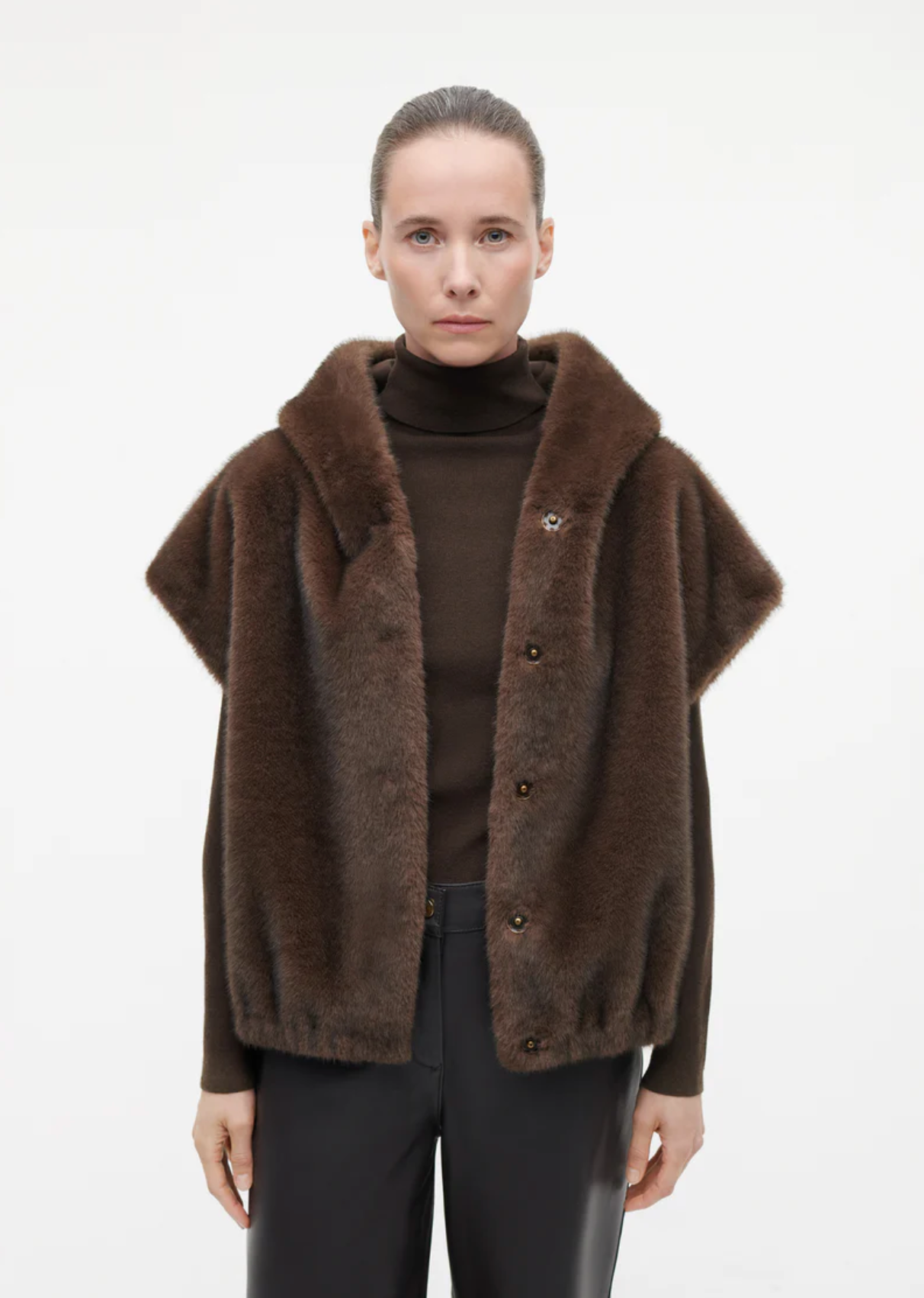Oleana Faux Mink Vest Choco Choco Jakker
