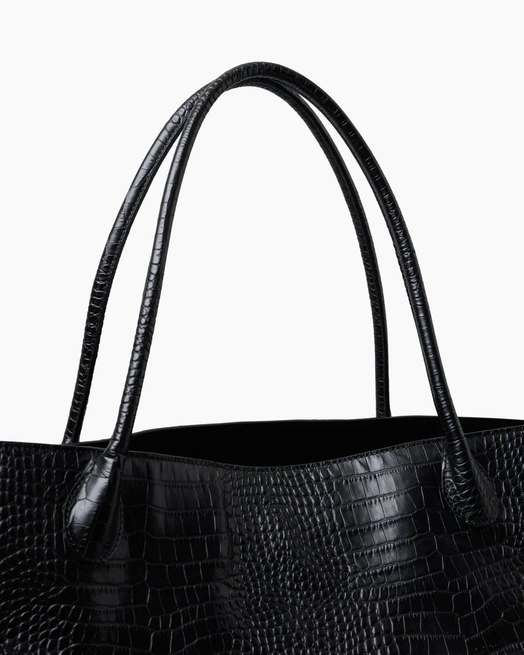 The Eva Weekend Tote Black Croc Vesker
