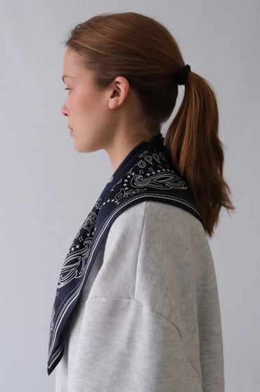 Skjerf | Paisley Scarf - Navy/Black/White