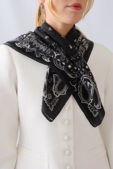 CASHMERE PAISLEY SCARF - BLACK