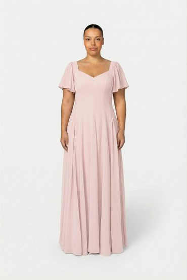 Kjoler | Alette Maxi Dress Flutter Sleeve Blush