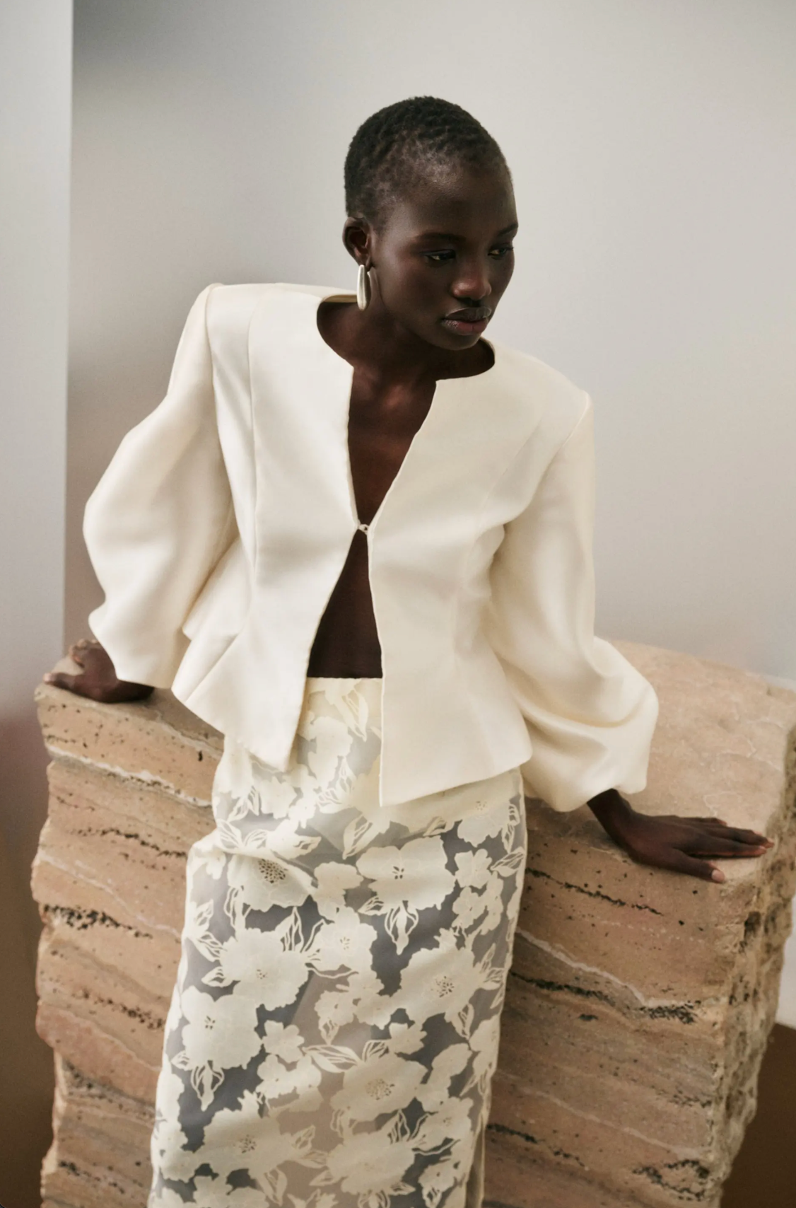 Vendela Balloon Sleeve Blouse Ivory Bluser