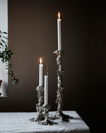 Drip Candle Holder L Silver