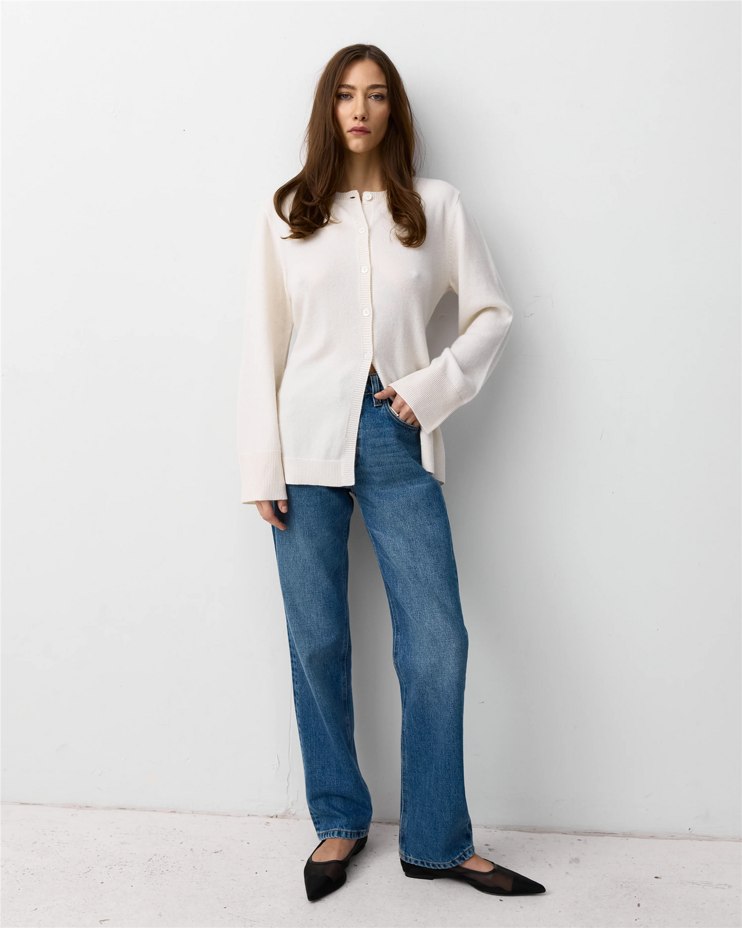 The Slim Cardigan Eco White