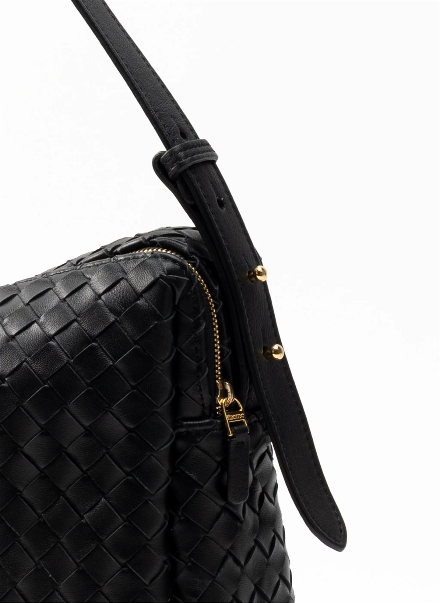 Trousse Large Woven Leather Black Vesker