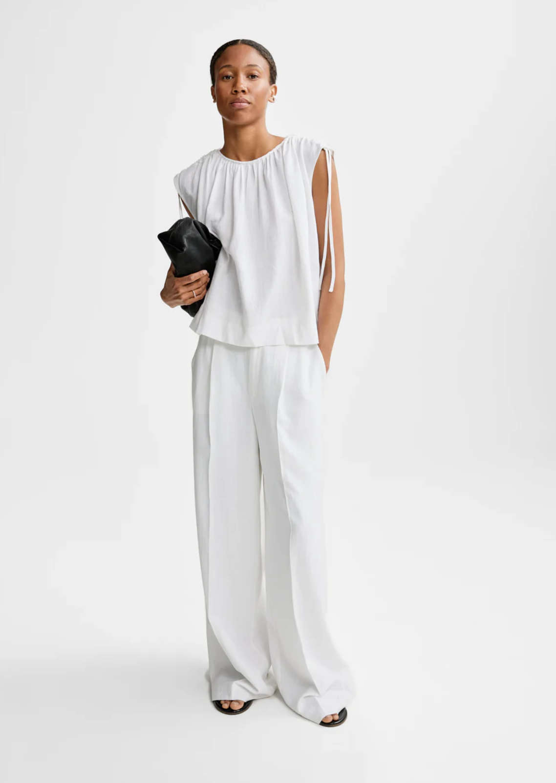 Gali Linen Top White Bluser