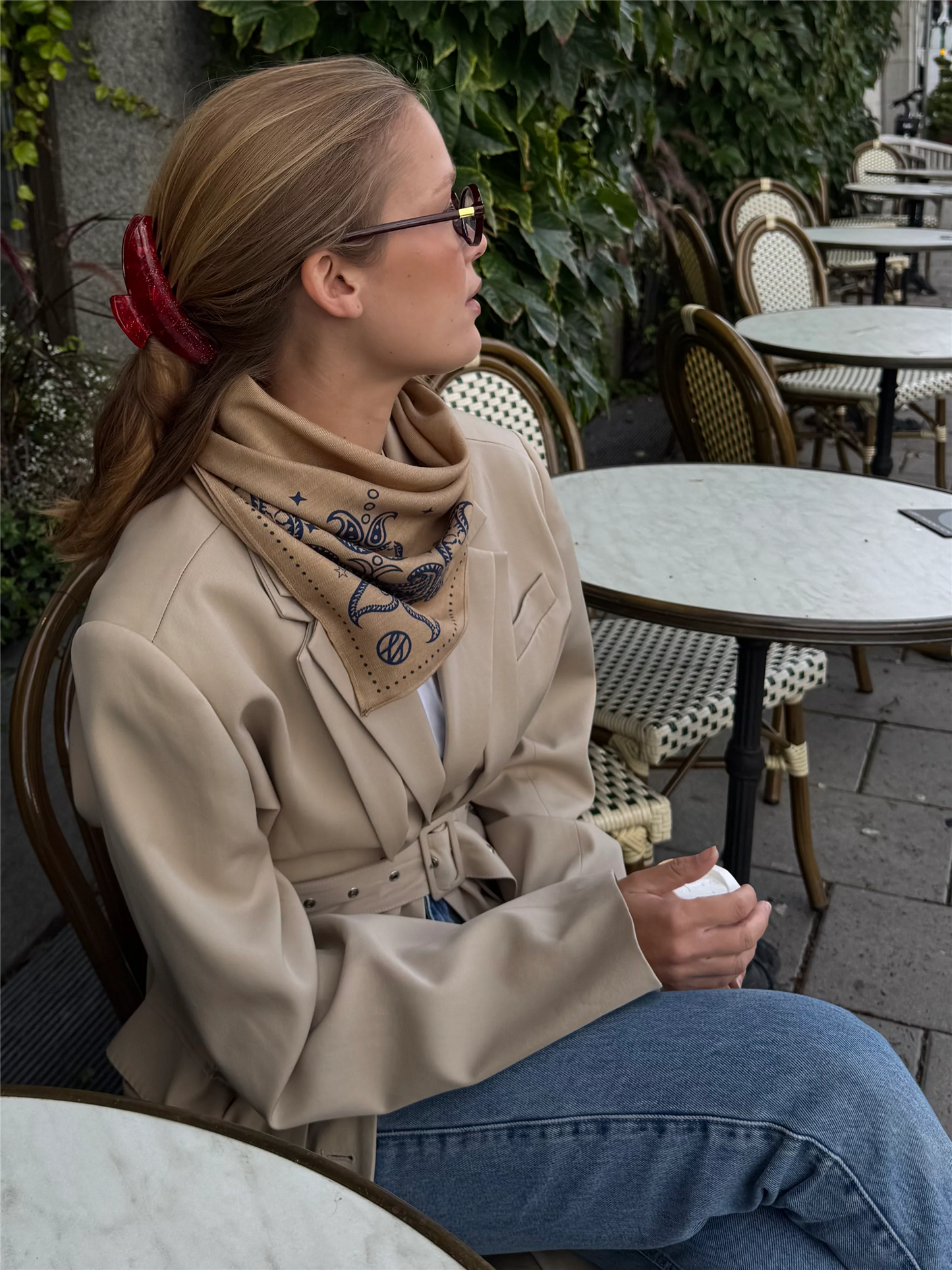 Skjef | Wool Paisley Scarf Cappuccino