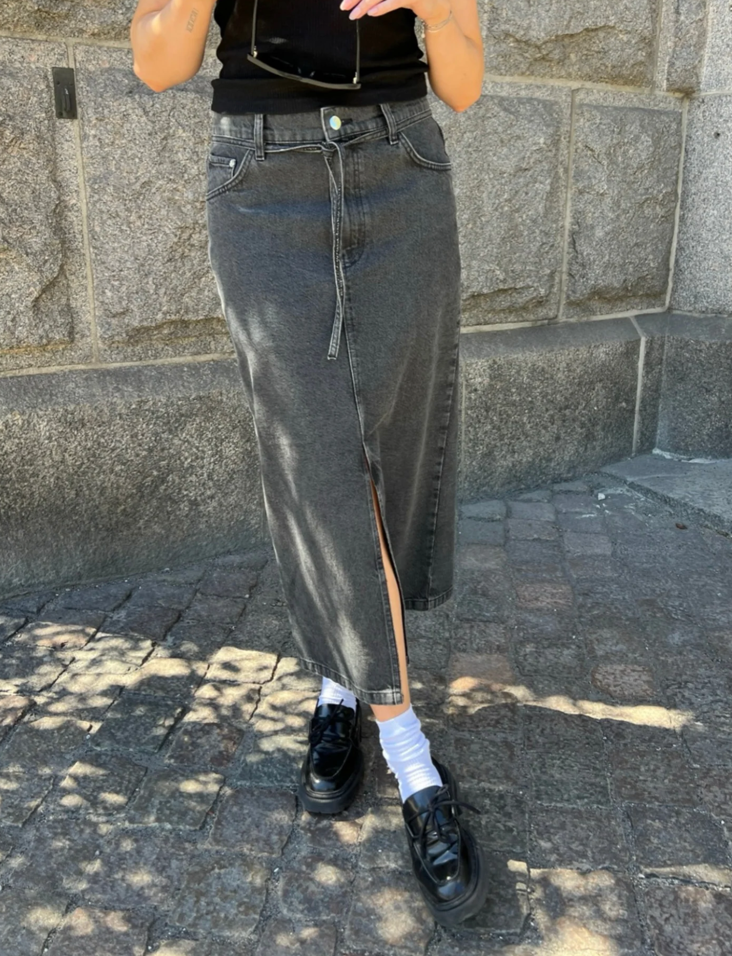 Ben - Black Denim Skirt Skjørt