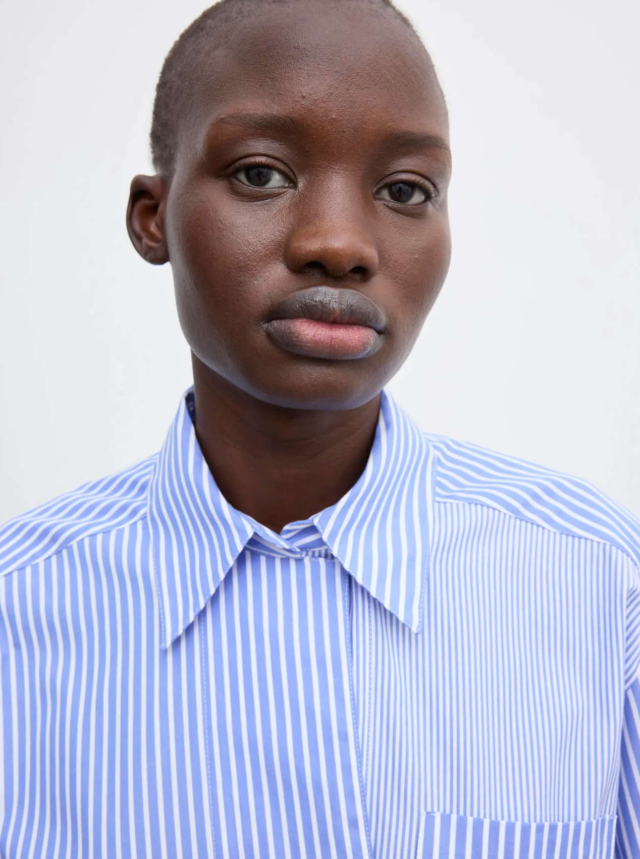 Asymmetric Shirt Blue Stripe Bluser