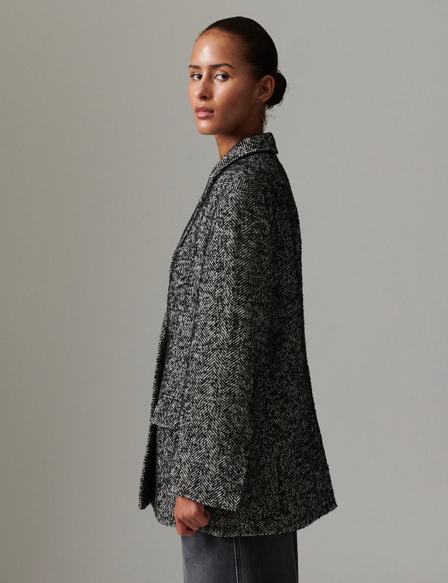 Martha Heavy Slub Wool Black Blazere