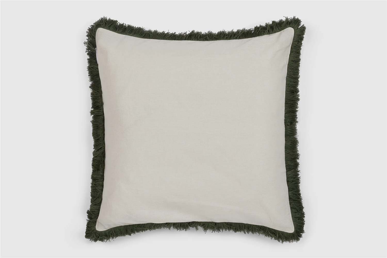 Puter | Fey Fringe Cushion Cover Ivory/Green 50x50