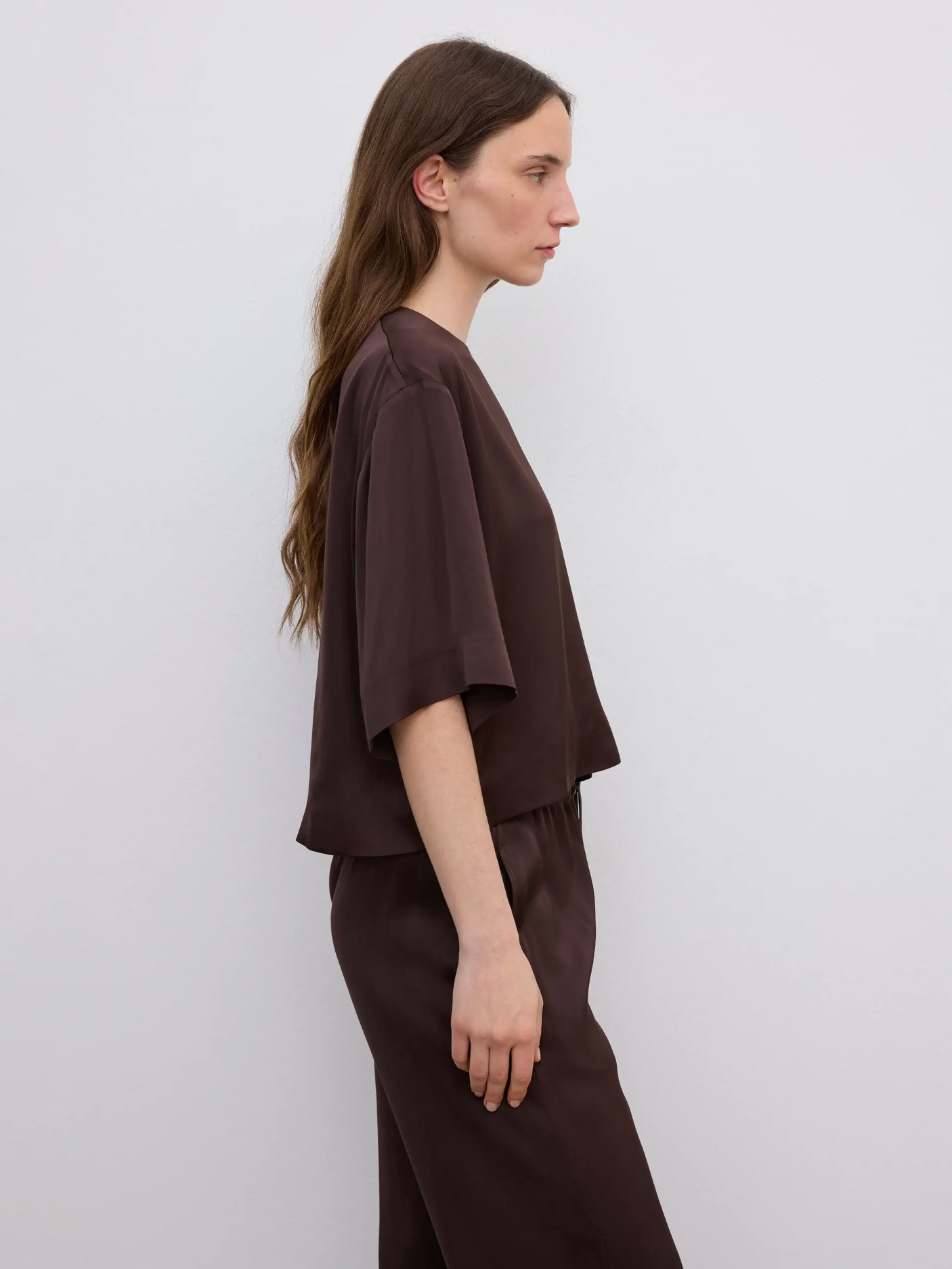 Woven Fluid T-shirt Chocolate Brown Bluser