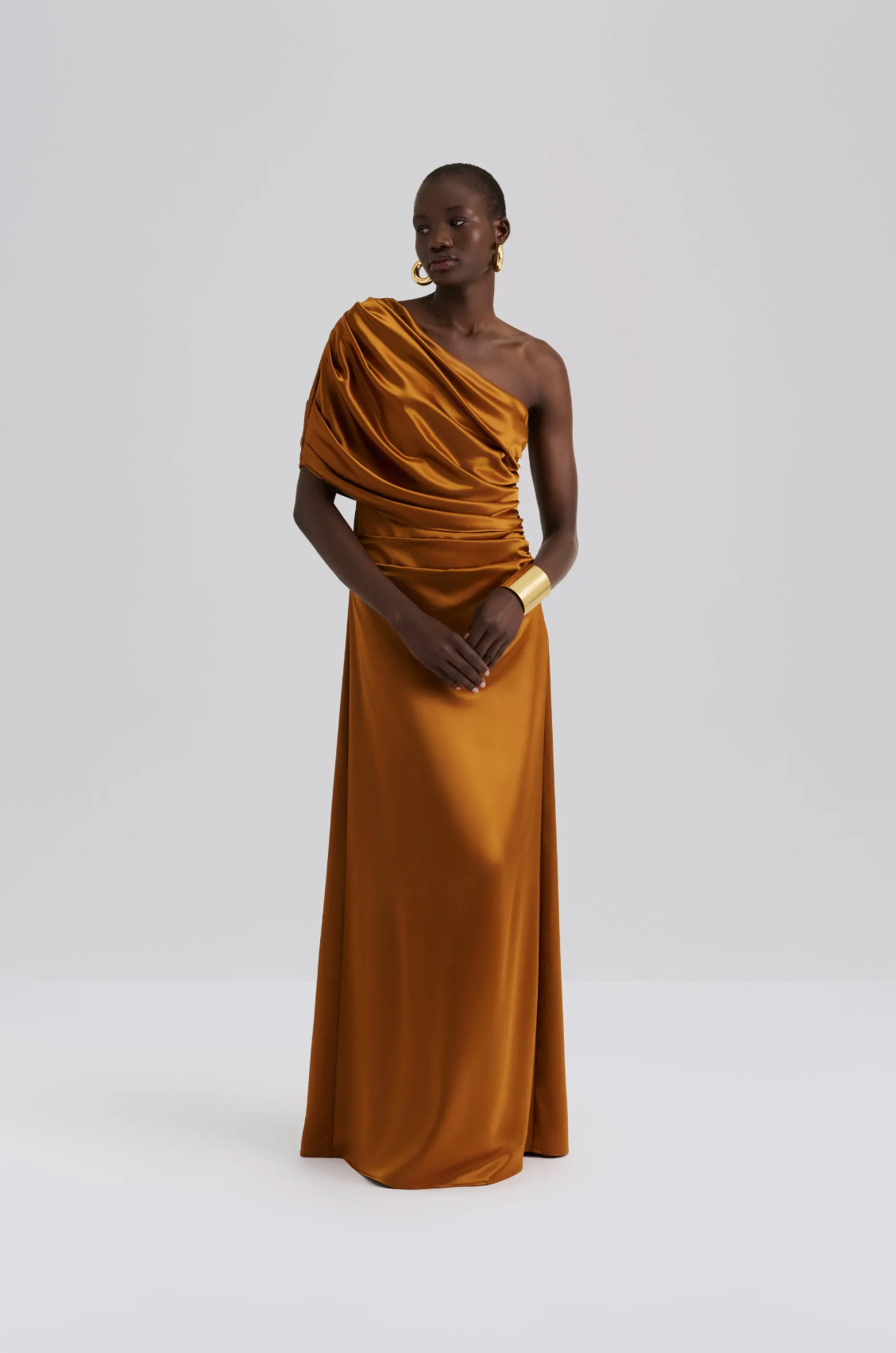 Cassi Draped Fitted Maxi Dress Amber Kjoler