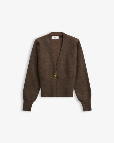 Vesper Merino Cardigan Brown Melange Gensere