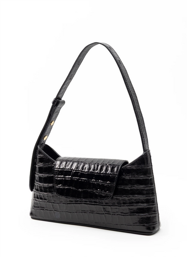 Vesker | Envelope Croco Leather Black