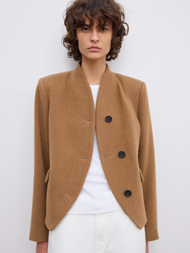 Short Curved Jacket Camel