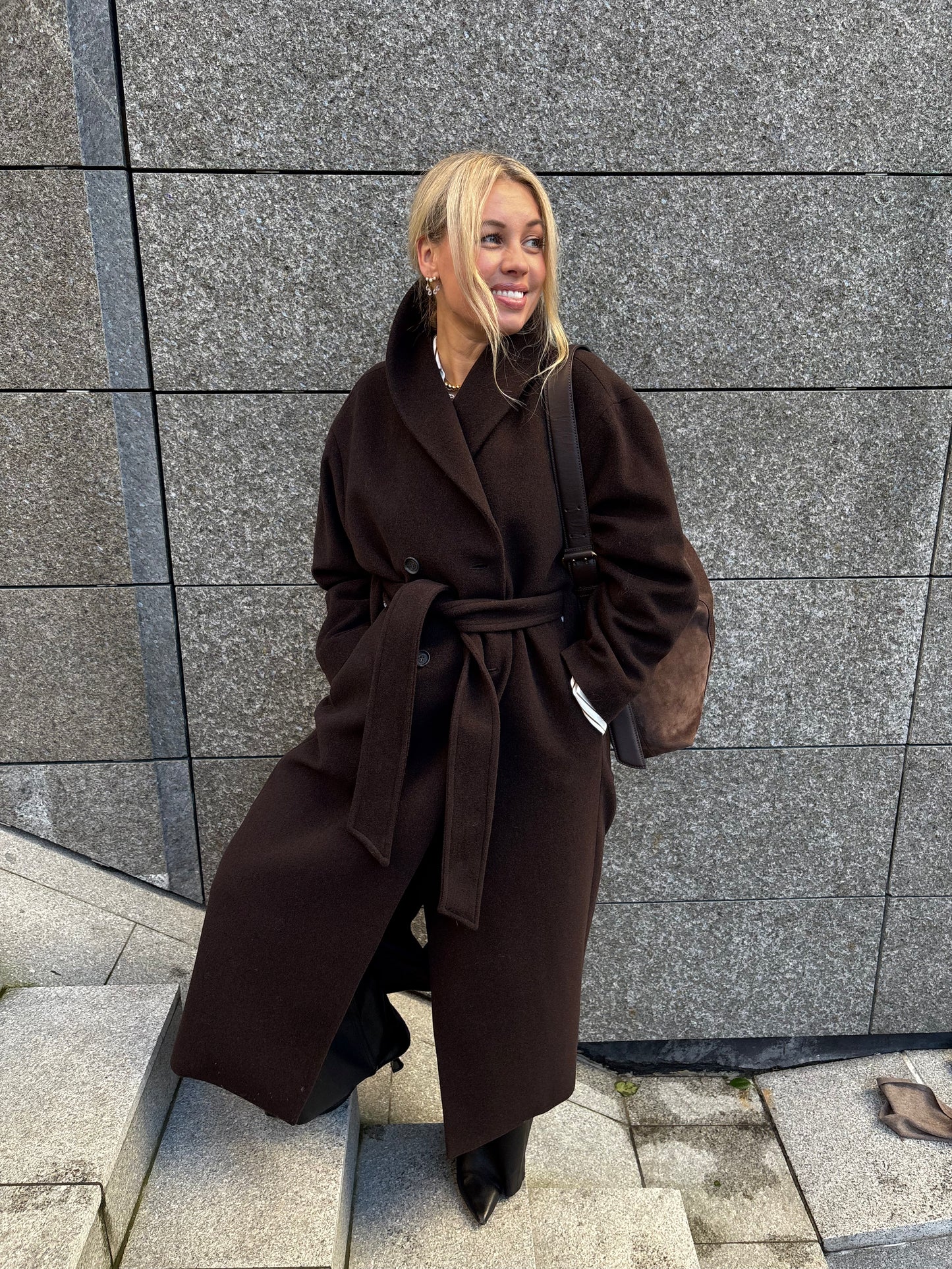 Relaxed Wool Coat Chocolate Brown