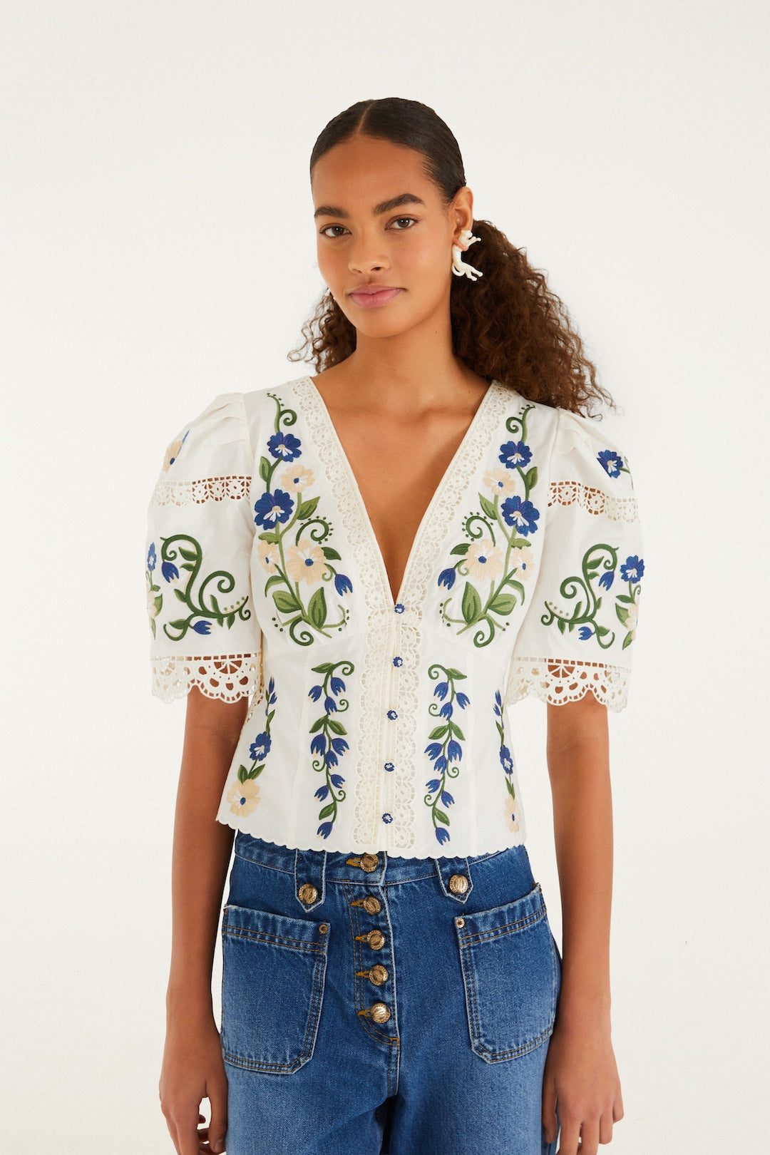 Bluser | COUNTRYSIDE LAND EMBROIDERY SHORT SLEEVE BLOUSE