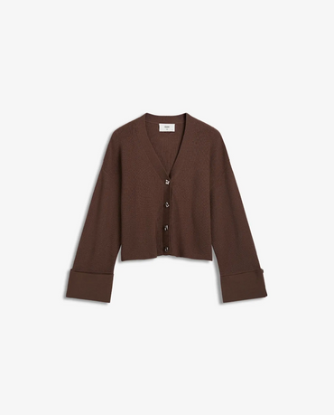 Atari Rib Cardigan Walnut Brown Cardigans